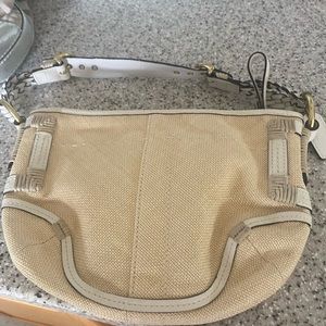 Coach never used small amazing supper bag ! Straw and white leather